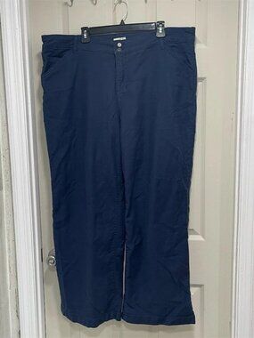 Wonderly Pants Womens Size 20W Navy Blue High Rise Wide Leg Stretch